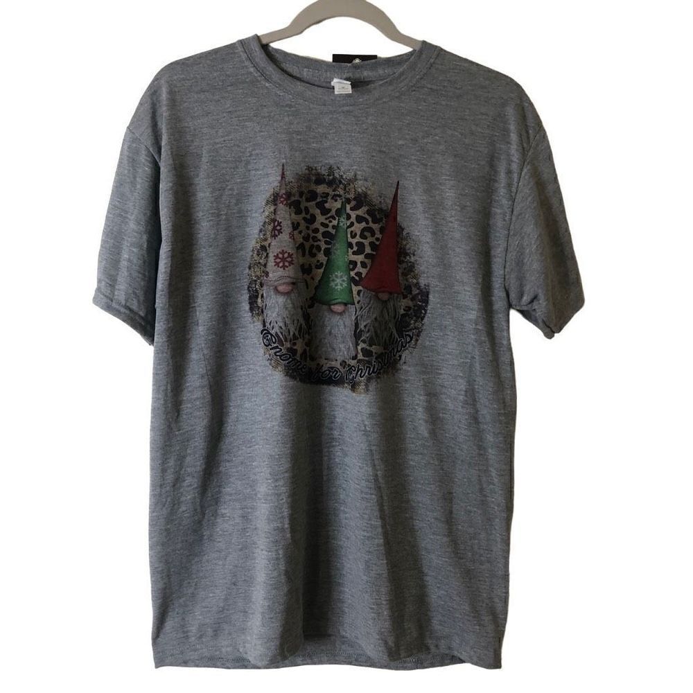 NEW Jerzees Gray “Gnome for Christmas“ Short Sleeve T NWT